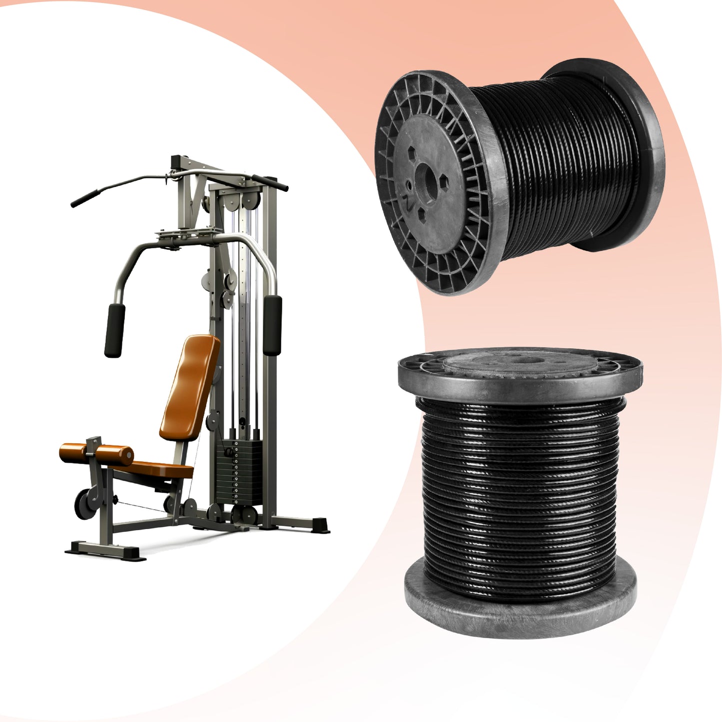 Cable de acero galvanizado 7x19 1/8'' a 3/16'' - Nylon - 150m - Color:Negro