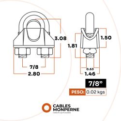Perros de acero forjado galvanizado 7/8'' (5 piezas)