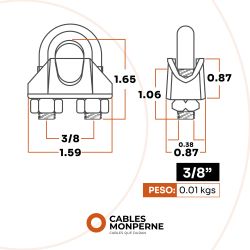 Perros de acero forjado galvanizado 3/8'' (10 piezas)