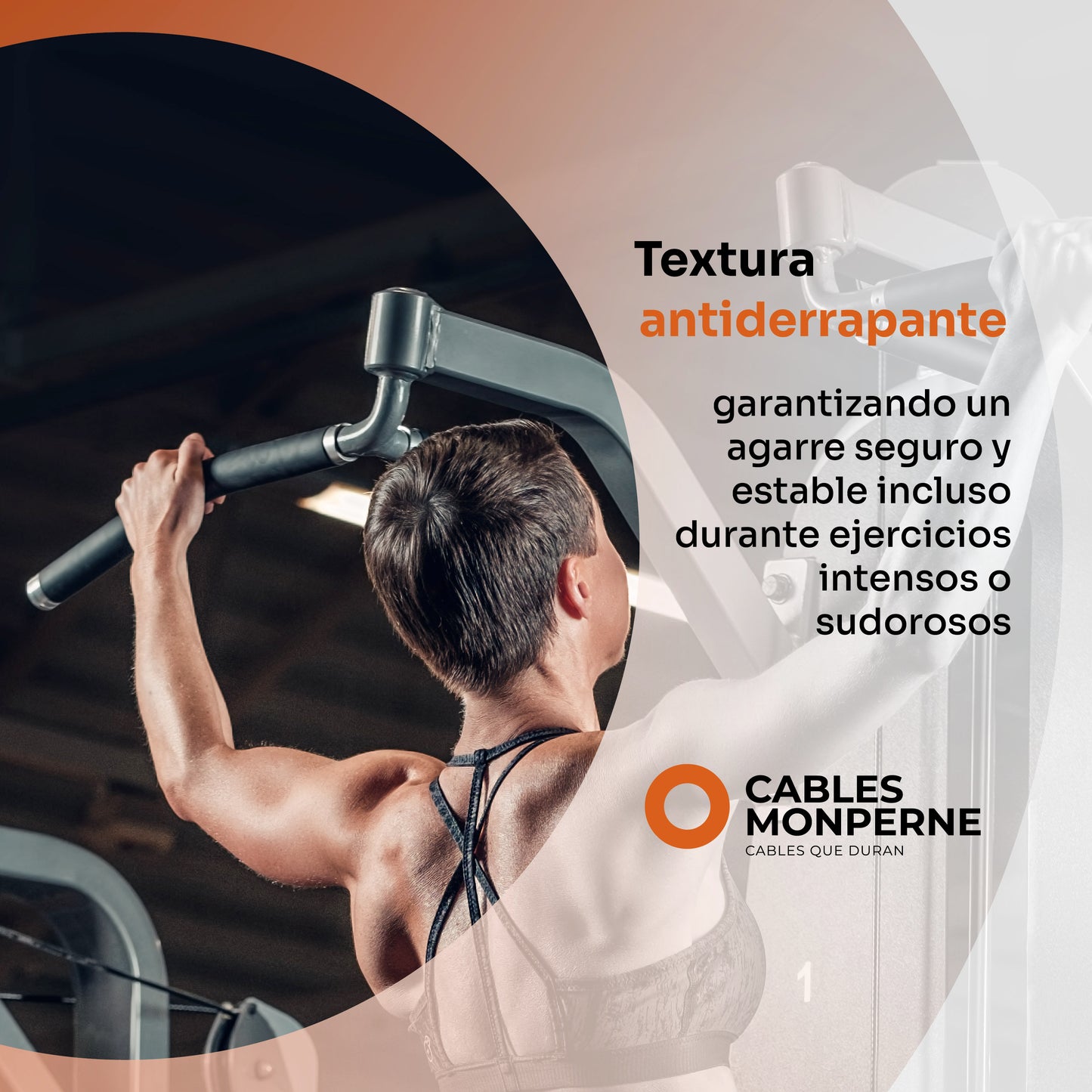 Empuñadura Termoplastico-Antiderrapante para equipo de gimnasio. (Gris Lisa) (1 mts)